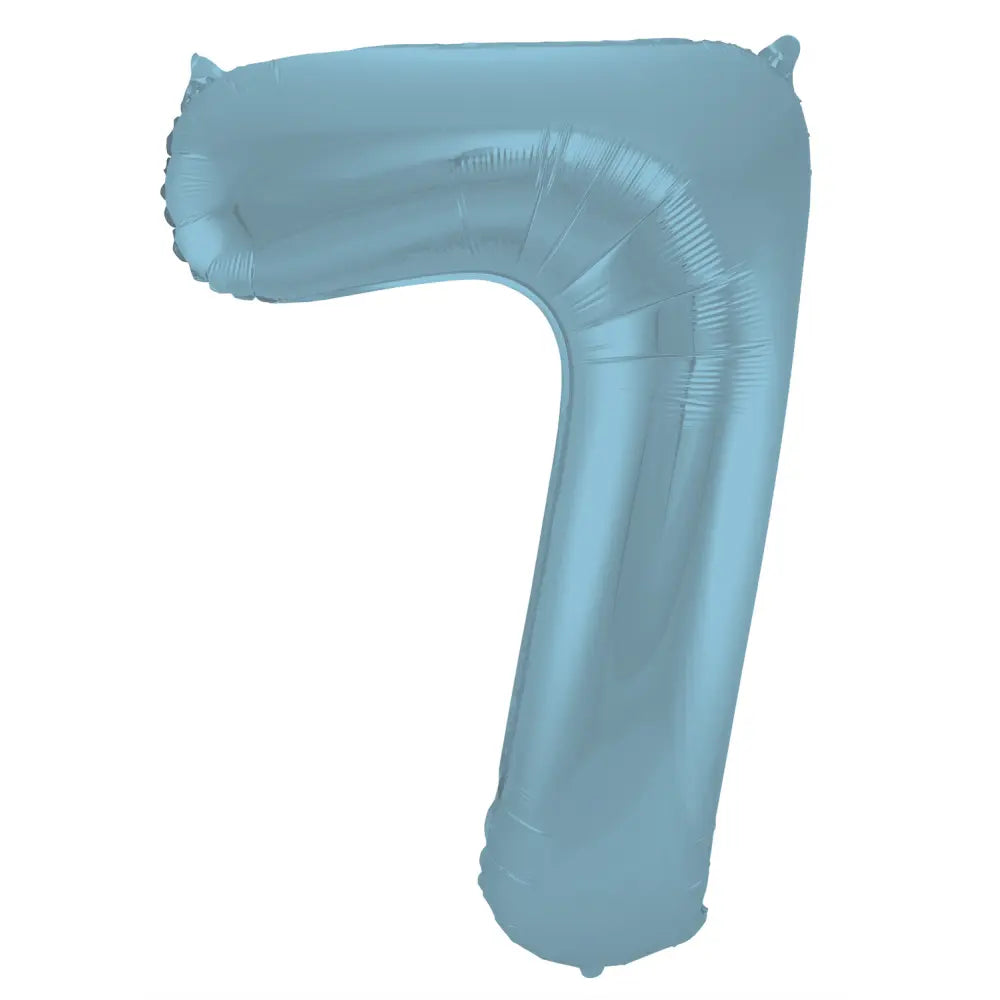 Ballon aluminium Chiffre 7 Bleu Pastel Mate Métallique - 86 cm