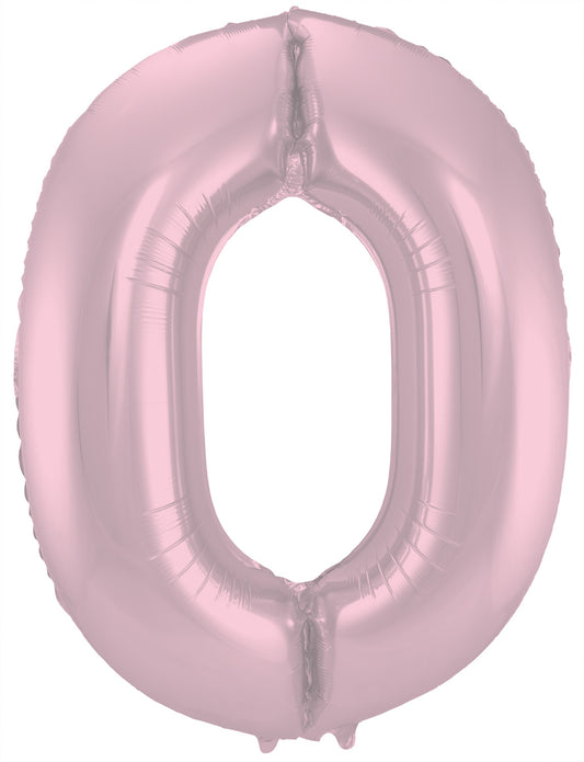 Ballon aluminium Chiffre 0 Rose Pastel Mate Métallique - 86 cm