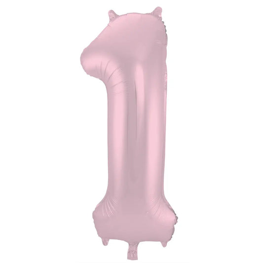 Ballon aluminium Chiffre 1 Rose Pastel Mate Métallique - 86 cm