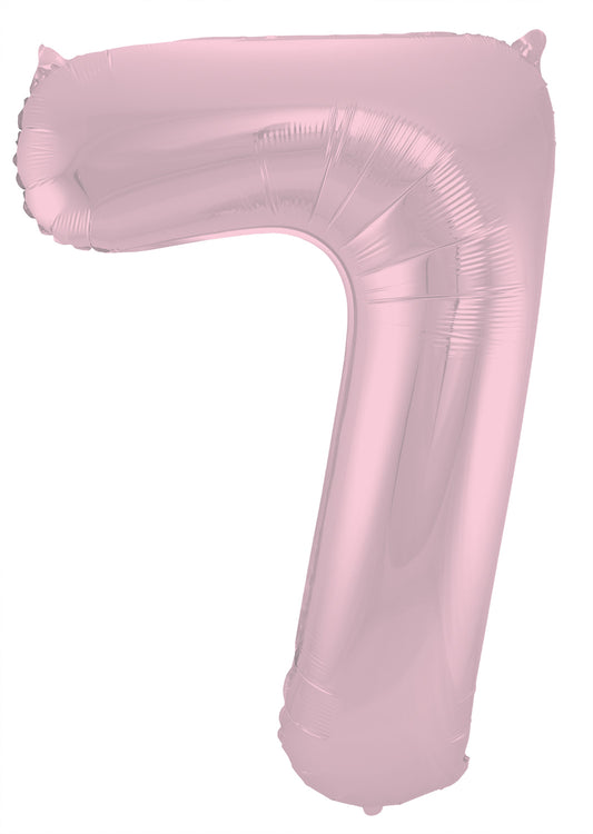 Ballon aluminium Chiffre 7 Rose Pastel Mate Métallique - 86 cm