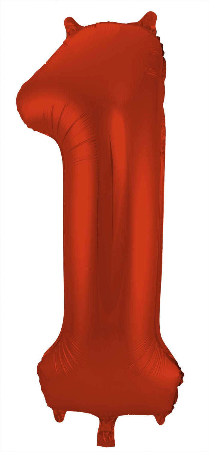 Ballon aluminium Chiffre 1 Rouge Mate Métallique - 86 cm