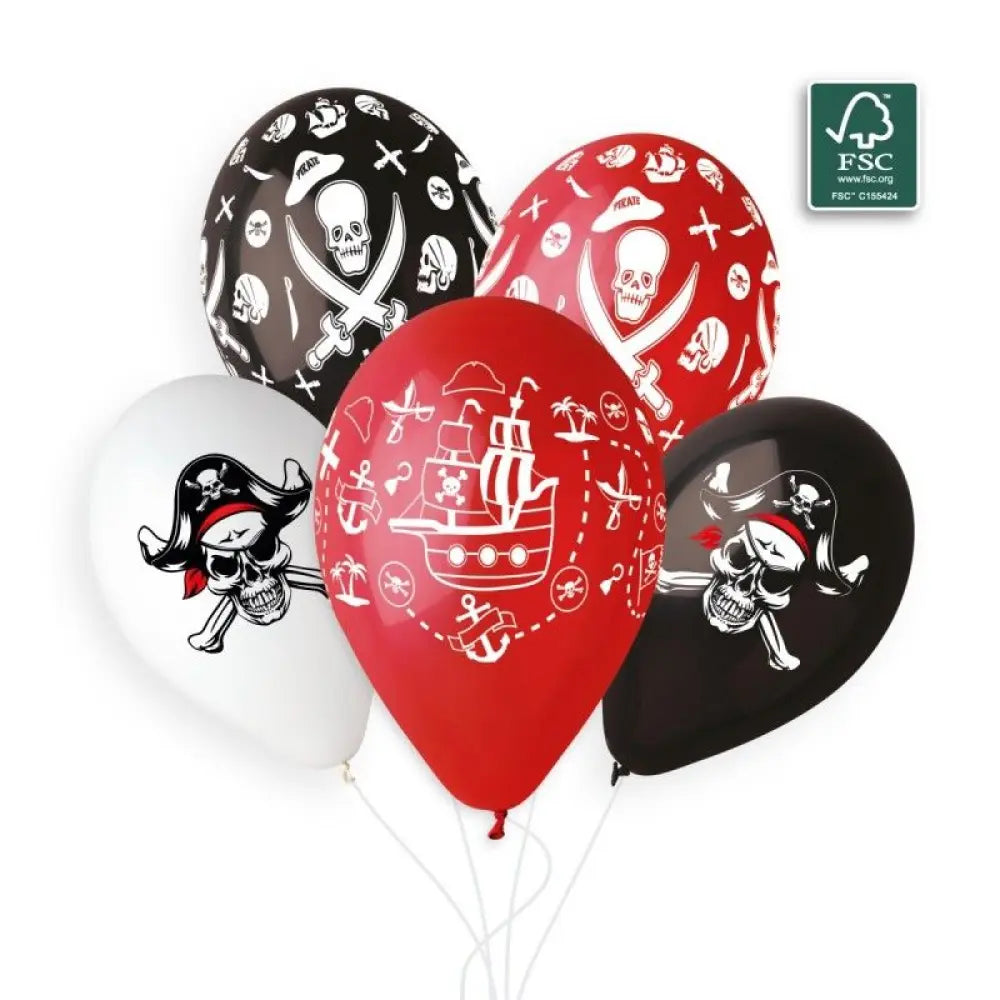 5 Ballons Latex "Pirates" - 33cm