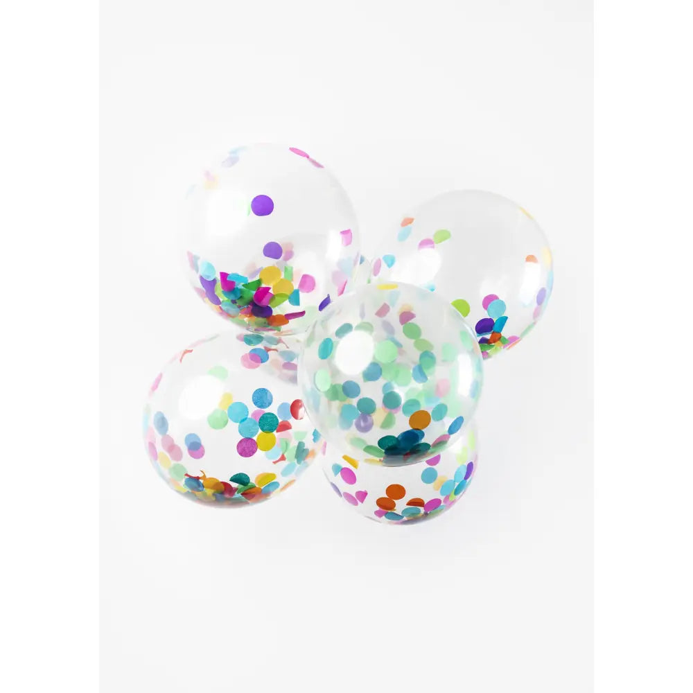 Ballon Transparent - Confetti Multicolore - Vendu par 6 - Ø 12 / 30 cm