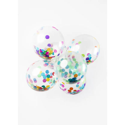 Ballon Transparent - Confetti Multicolore - Vendu par 6 - Ø 12 / 30 cm