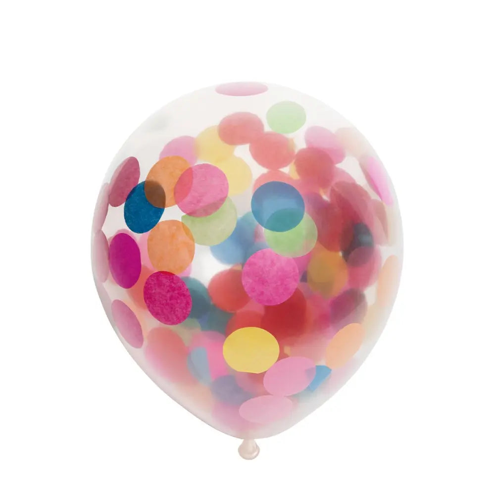 Ballon Transparent - Confetti Multicolore - Vendu par 6 - Ø 12 / 30 cm