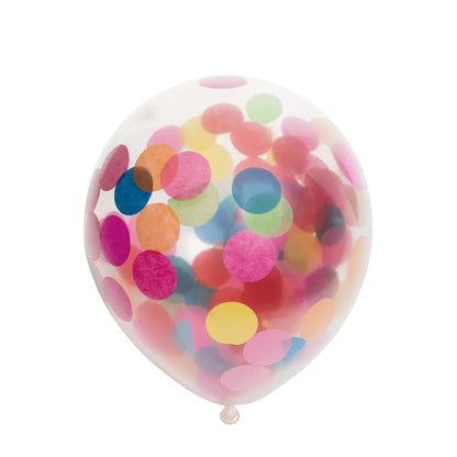 Ballon Transparent - Confetti Multicolore - Vendu par 6 - Ø 12 / 30 cm