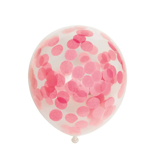 Ballon Transparent - Confetti Rose Pastel - Vendu par 6 - Ø 12 / 30 cm