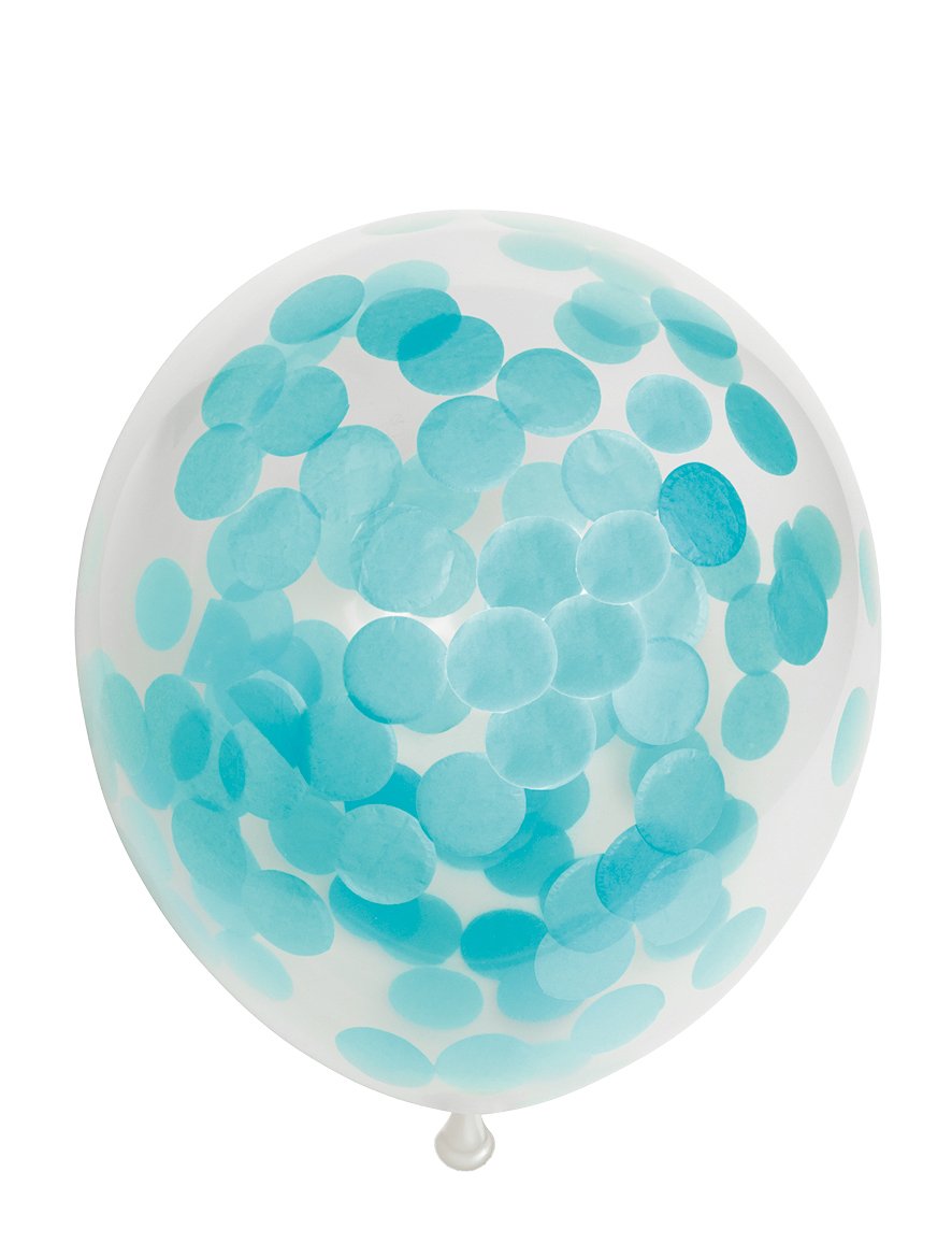 Ballon Transparent - Confetti Bleu Pastel