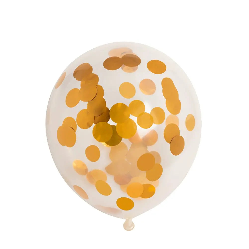Ballon Transparent - Confetti Metallic Or - Vendu par 6 - Ø 12 / 30 cm
