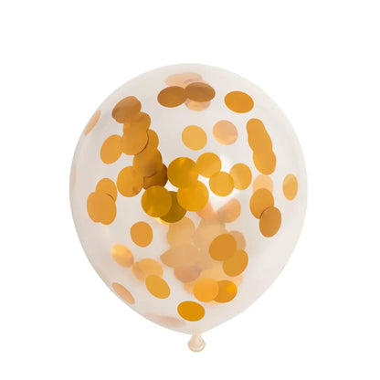 Ballon Transparent - Confetti Metallic Or - Vendu par 6 - Ø 12 / 30 cm