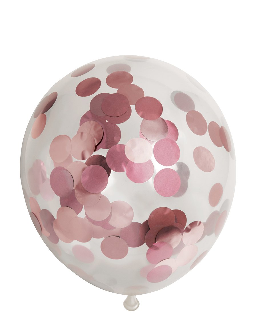 Ballon Transparent - Confetti Metallic Rose Gold