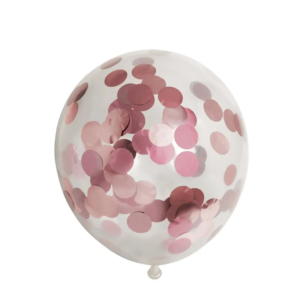 Ballon Transparent - Confetti Metallic Rose Gold - Vendu par 6 - Ø 12 / 30 cm