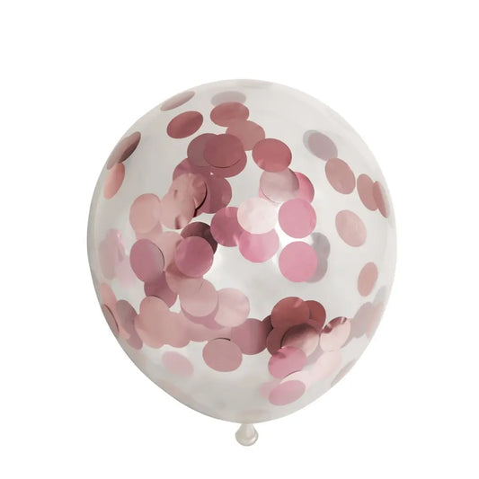 Ballon Transparent - Confetti Metallic Rose Gold - Vendu par 6 - Ø 12 / 30 cm
