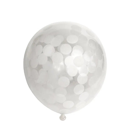 Ballon Transparent - Confetti Blanc - Vendu par 6 - Ø 12 / 30 cm