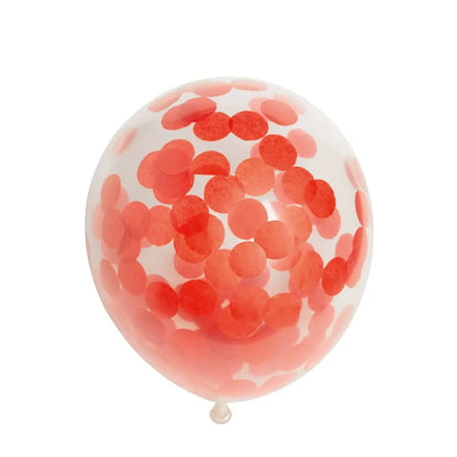 Ballon Transparent - Confetti Rouge - Vendu par 6 - Ø 12 / 30 cm