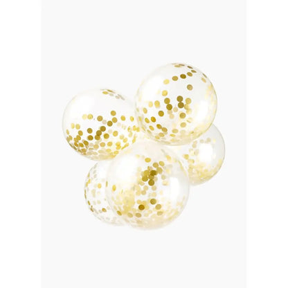 Ballon Transparent - Confetti Or -  Vendu par 6 - Ø 12 / 30 cm