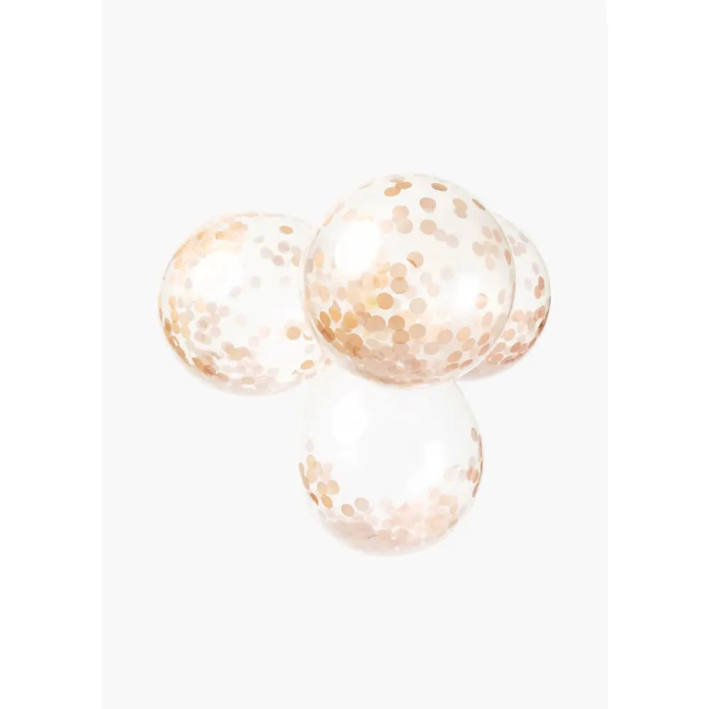 Ballon Transparent - Confetti Rose Gold - Vendu par 6 - Ø 12 / 30 cm