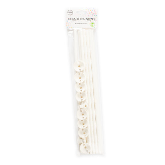 10 Balloon sticks paper 40cm white