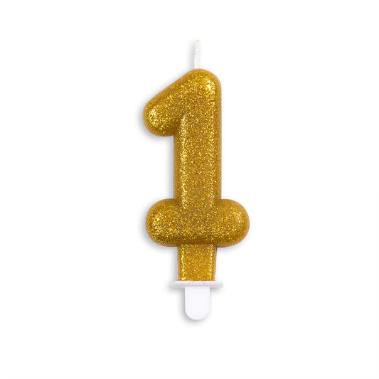 Number candle glitter gold nr. 1