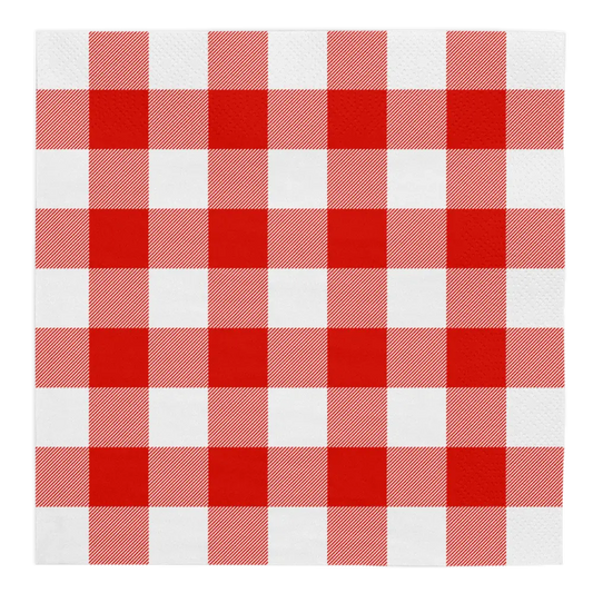 20 Serviettes en Papier 33x33cm - Rouge Vichy