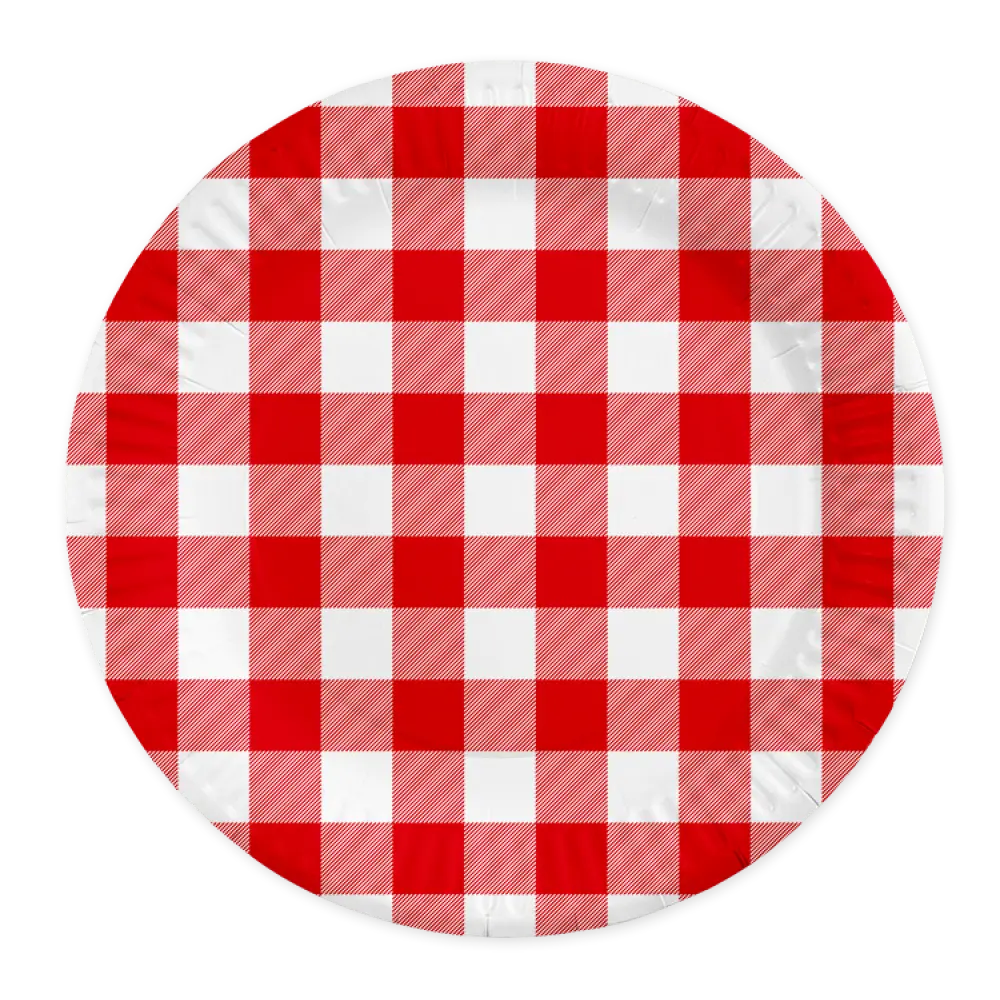 8 Assiettes en Carton 23cm - Rouge Vichy