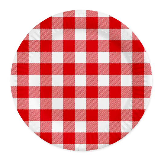 8 Assiettes en Carton 23cm - Rouge Vichy