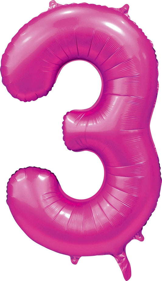 Foilballoon 34" no. 3 satin hotpink