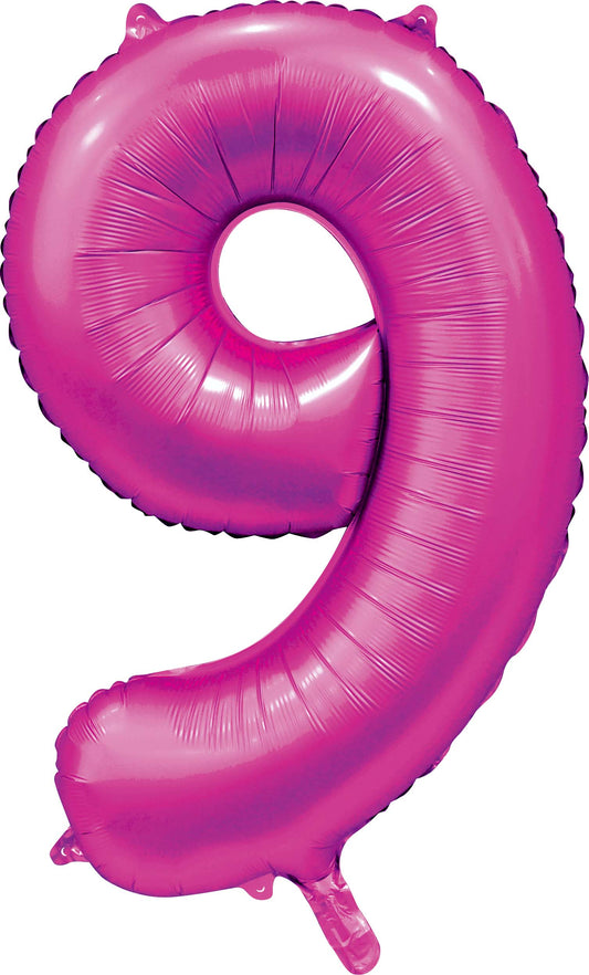 Foilballoon 34" no. 9 satin hotpink