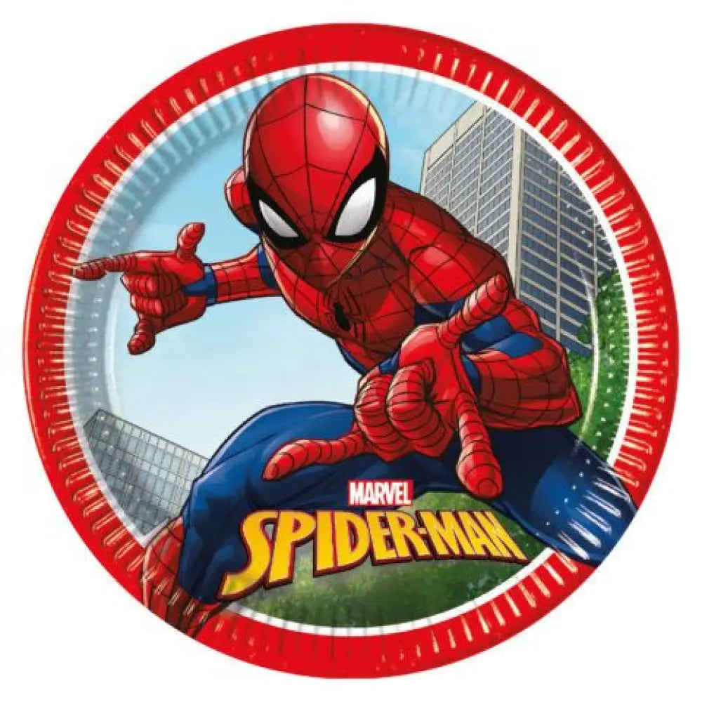 8 Assiettes en Carton D23cm - Spiderman