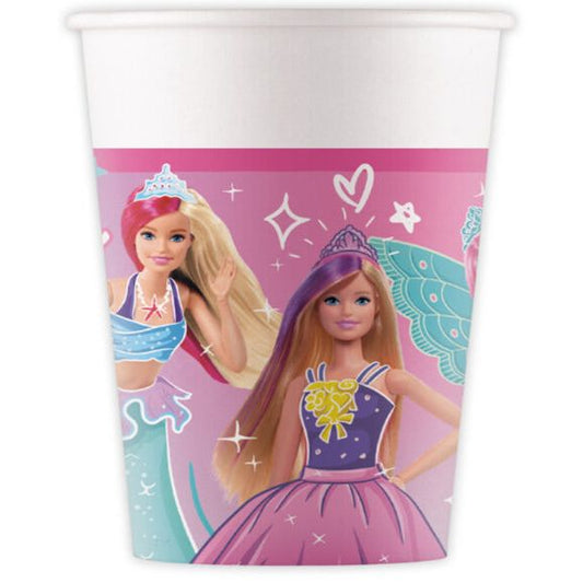 8 Gobelets en Carton 20cl - Barbie Fantasy