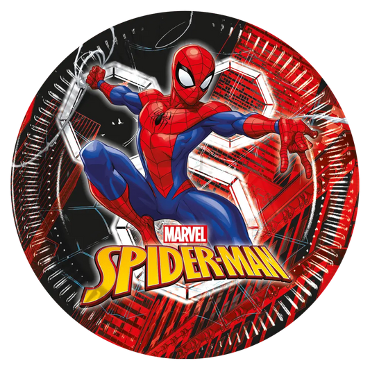 8 Assiettes en Carton 23cm - Spiderman World of Web