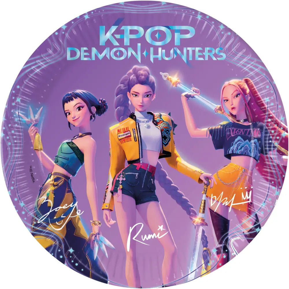 8 Assiettes en Carton 23cm - K-POP Demon Hunters