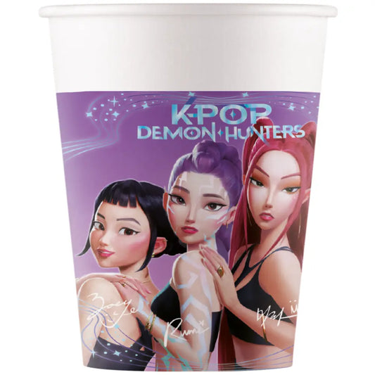 8 Gobelets en Carton 20cl - K-POP Demon Hunters