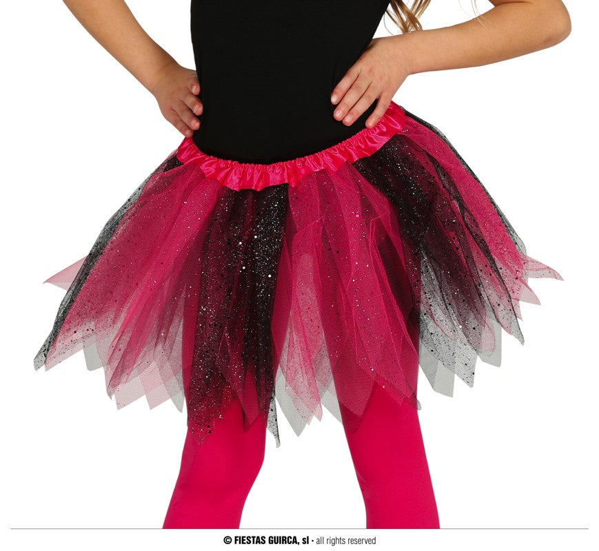 TUTU ENFANT ROSE-NOIR BRILLANT 30 CMS