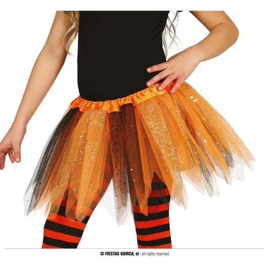 TUTU ENFANT ORANGE-NOIR BRILLANT 30 CMS