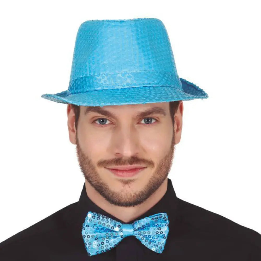 Nœud Papillon Sequins Bleu Ciel