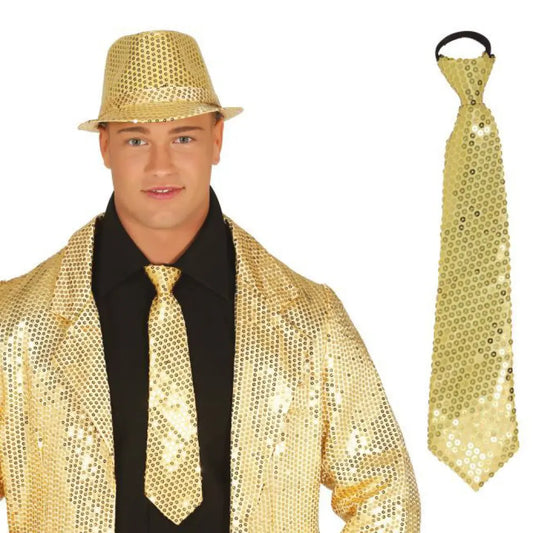 Cravate Sequins Or 35cm