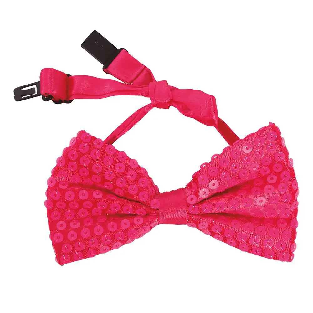 Nœud Papillon Sequins Rose Fluo