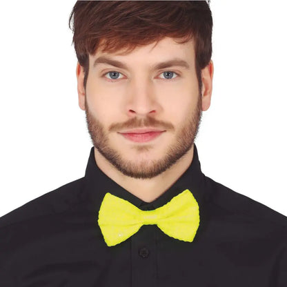 Nœud Papillon Sequins Jaune Fluo