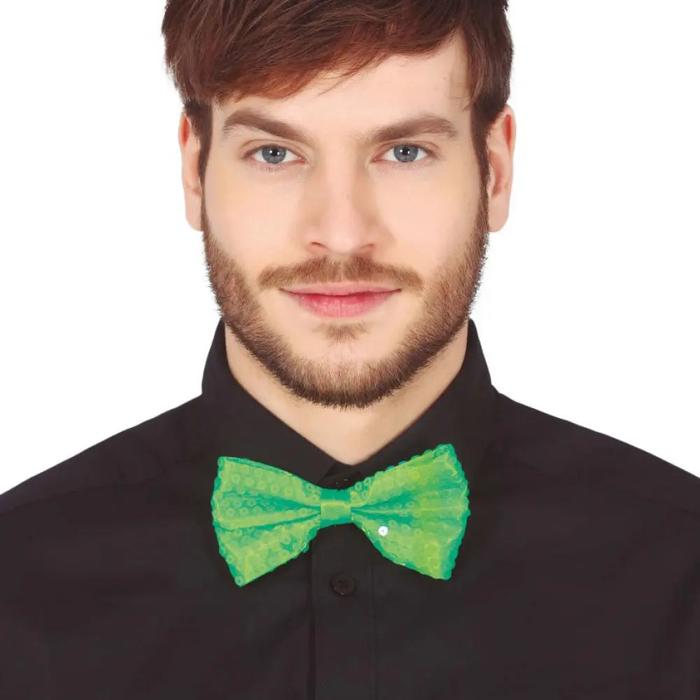 Nœud Papillon Sequins Vert Fluo