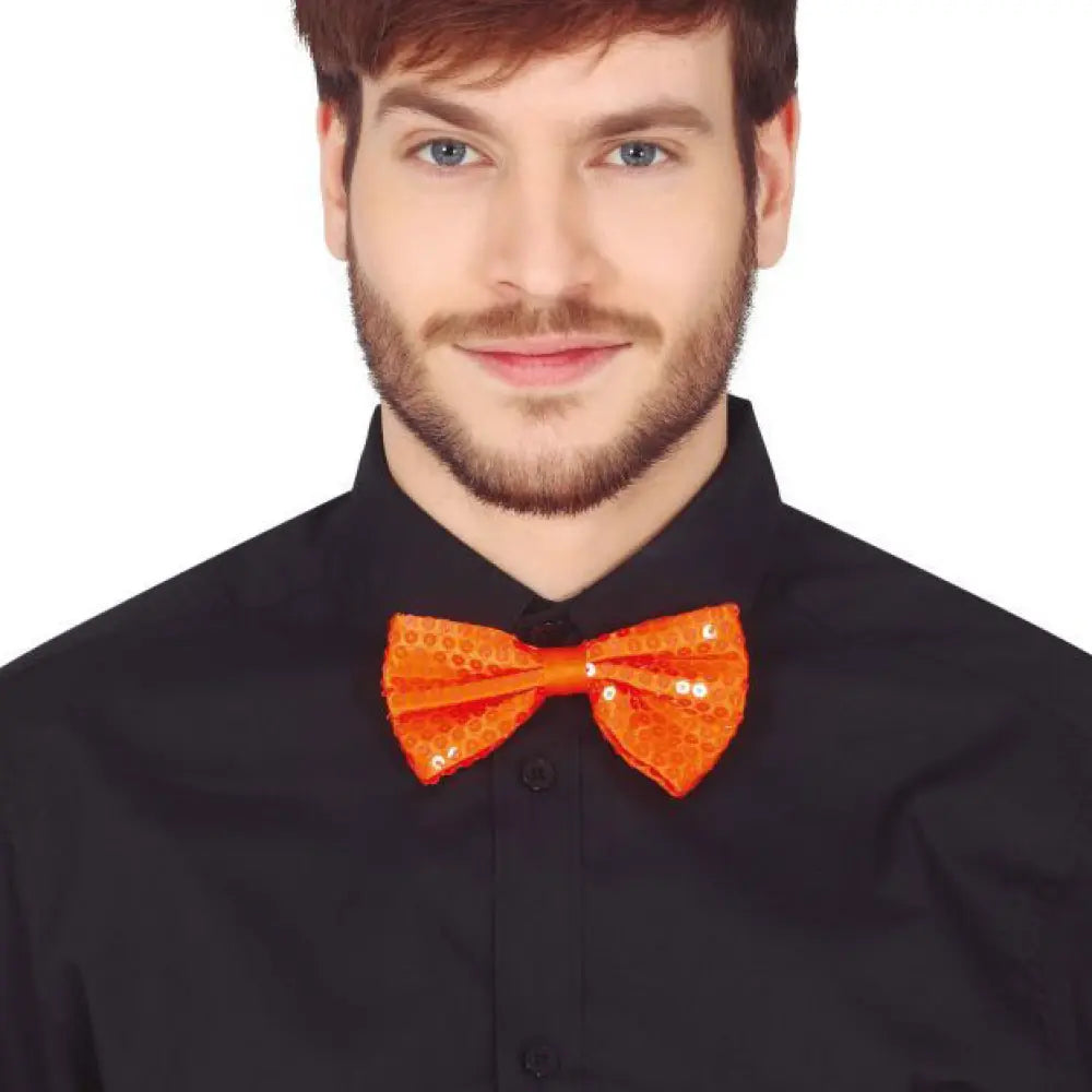 Nœud Papillon Sequins Orange Fluo