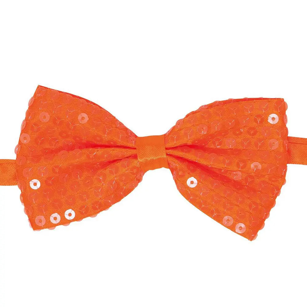 Nœud Papillon Sequins Orange Fluo