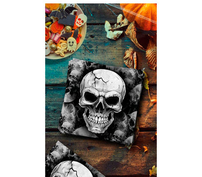 SACHET 12 SERVIETTES TÊTE DE MORT 33X33 CMS