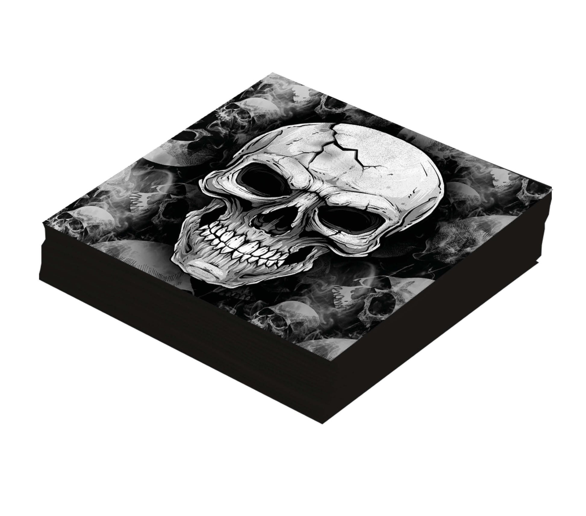 SACHET 12 SERVIETTES TÊTE DE MORT 33X33 CMS