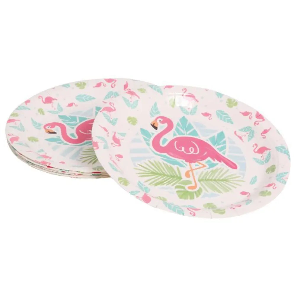 8 Assiettes D23cm - Flamant Rose