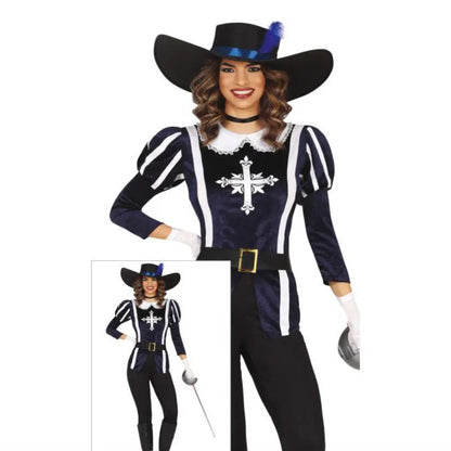 Costume Femme Mousquetaire Bleu - S