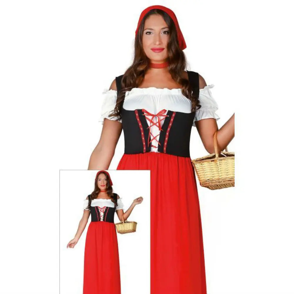 Costume Femme Paysanne Rouge - L