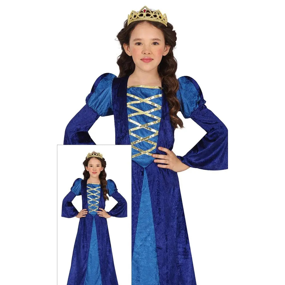 Costume Reine Médiévale Bleue - 7-9 ans