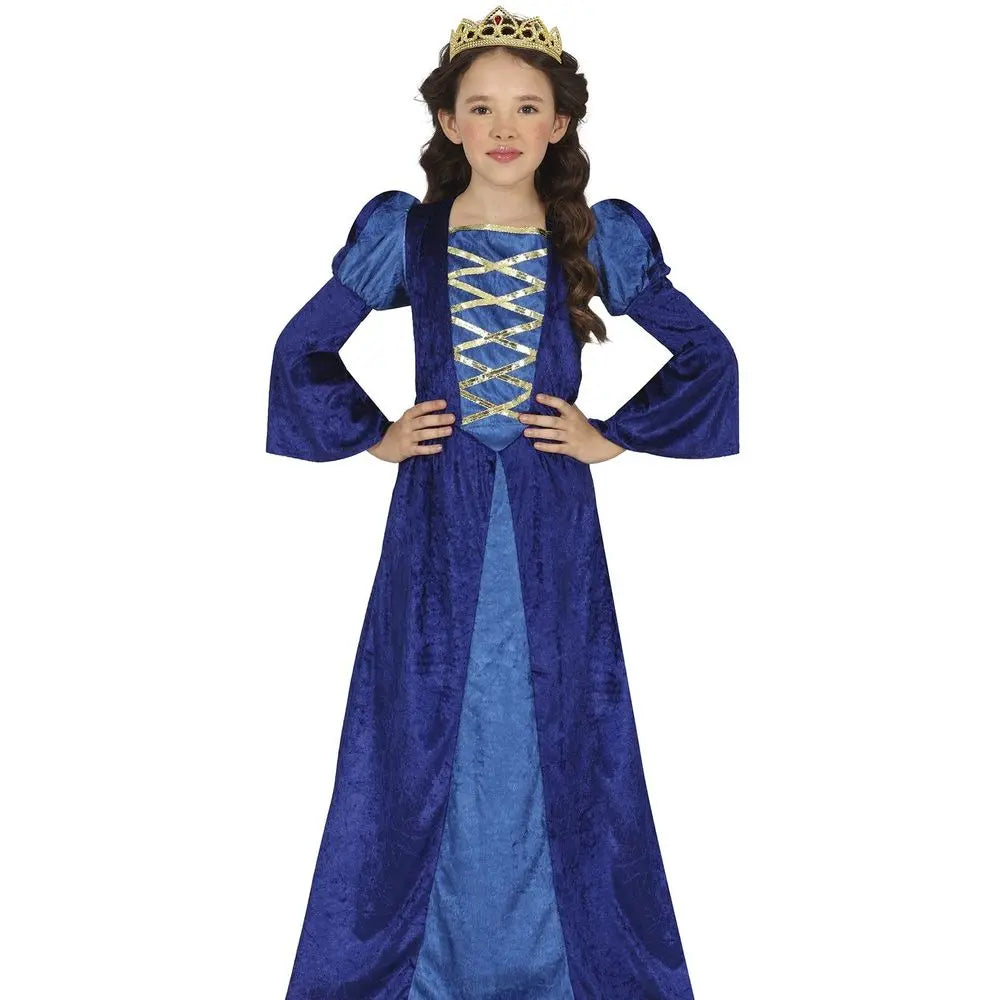 Costume Reine Médiévale Bleue - 10-12 ans