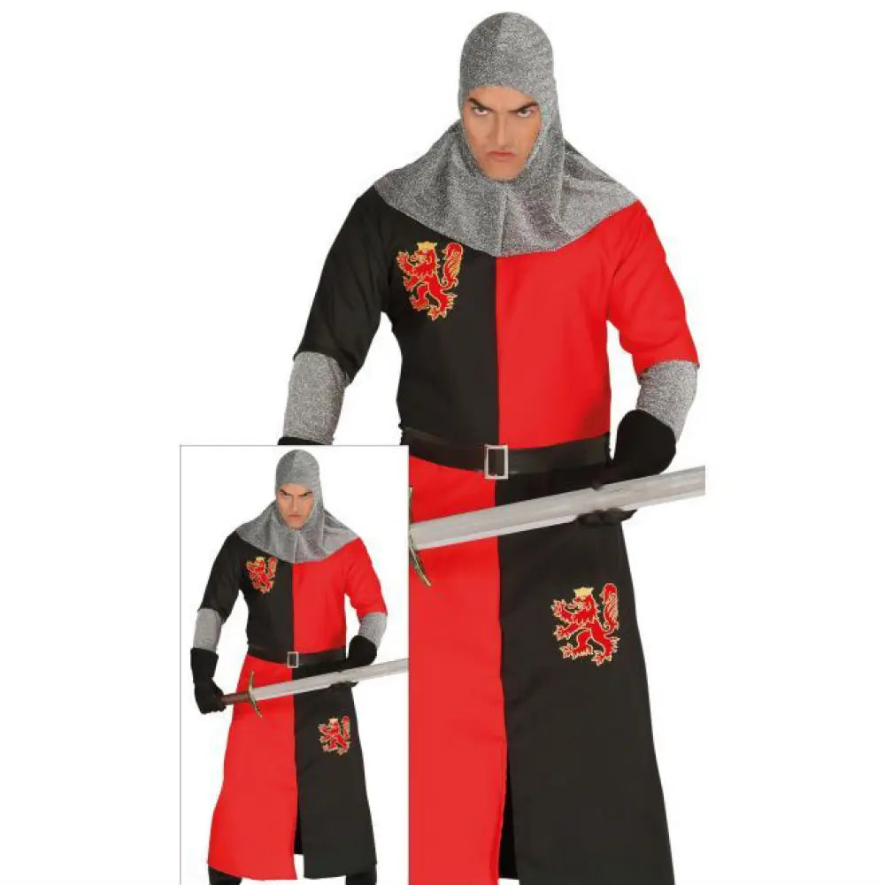 Costume Homme Chevalier Rouge/Noir - M